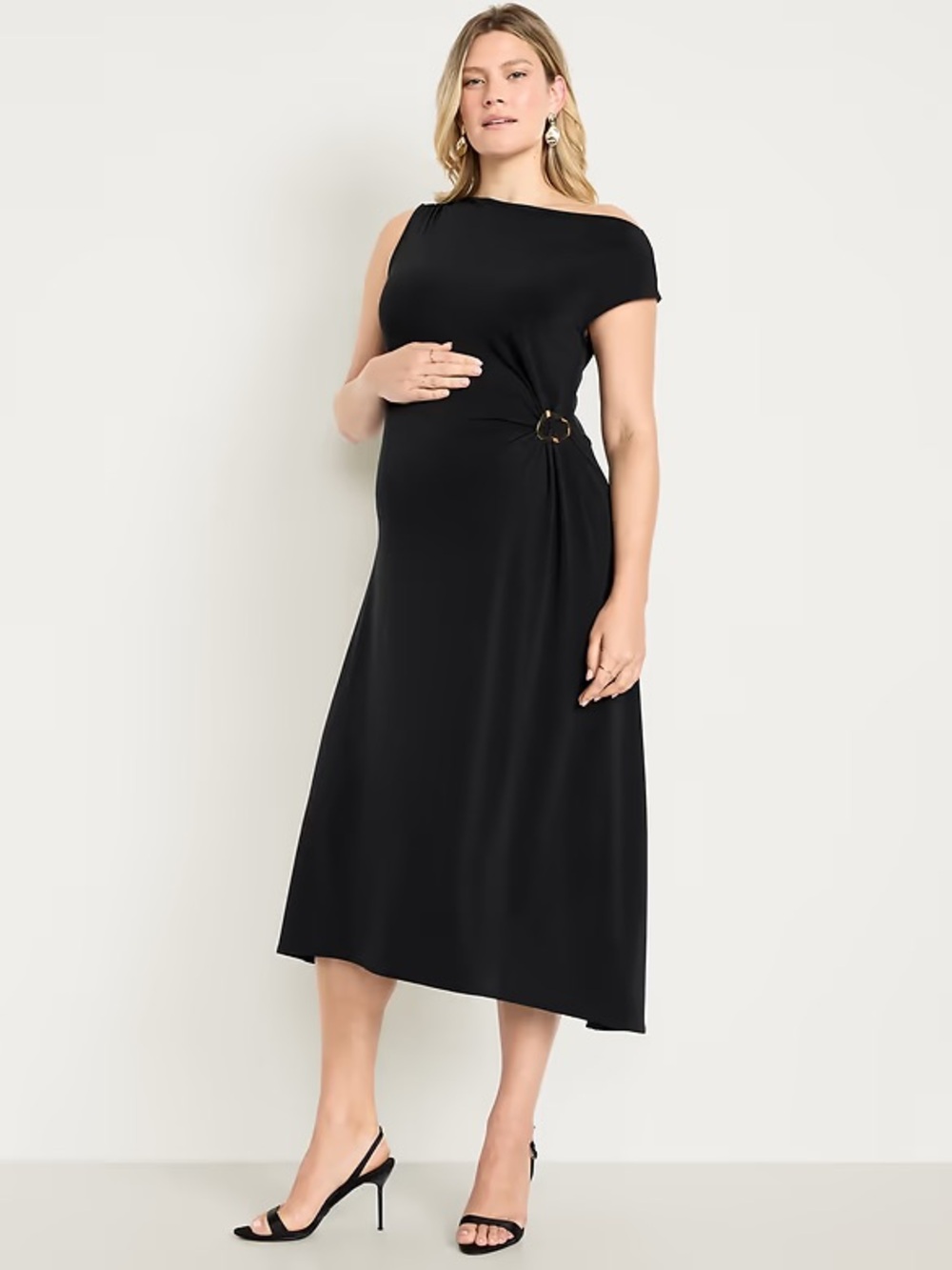 Black Maternity Midi Dress